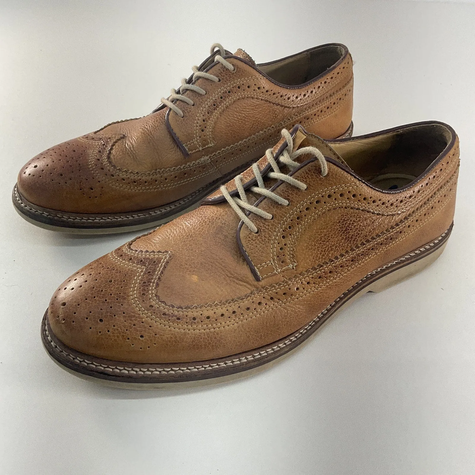 1901 Men's Brown Brogue Leather Dress Shoes 10.5 Preowned