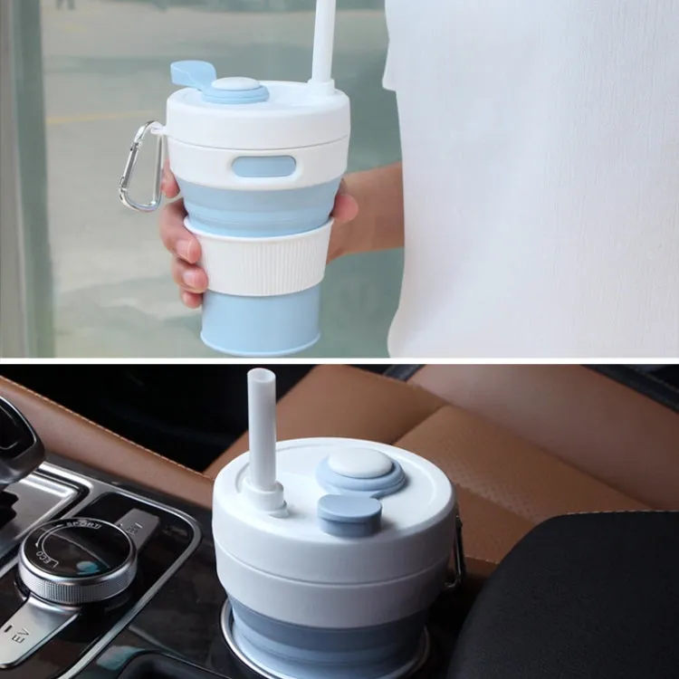350ML Folding Portable Silicone Telescopic Drinking Coffee Cup Multi-function Silica Cup Travel(Gray)