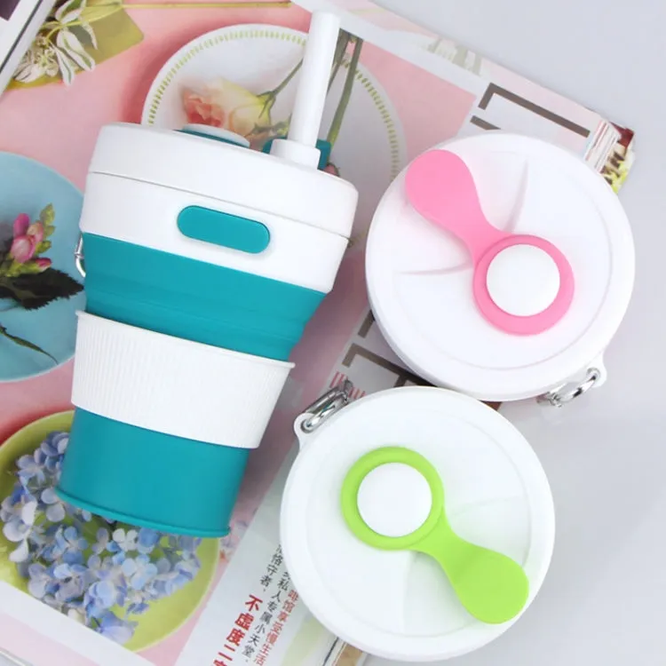 350ML Folding Portable Silicone Telescopic Drinking Coffee Cup Multi-function Silica Cup Travel(Gray)