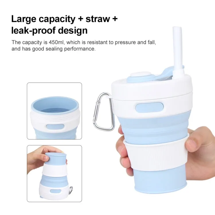 350ML Folding Portable Silicone Telescopic Drinking Coffee Cup Multi-function Silica Cup Travel(Gray)