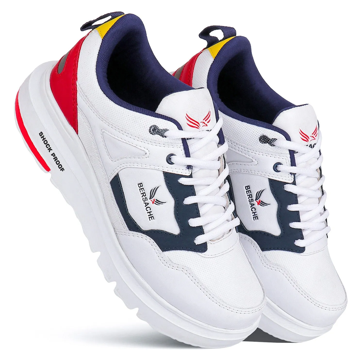 Bersache Lightweight Sports Running Shoes For Men White-7052
