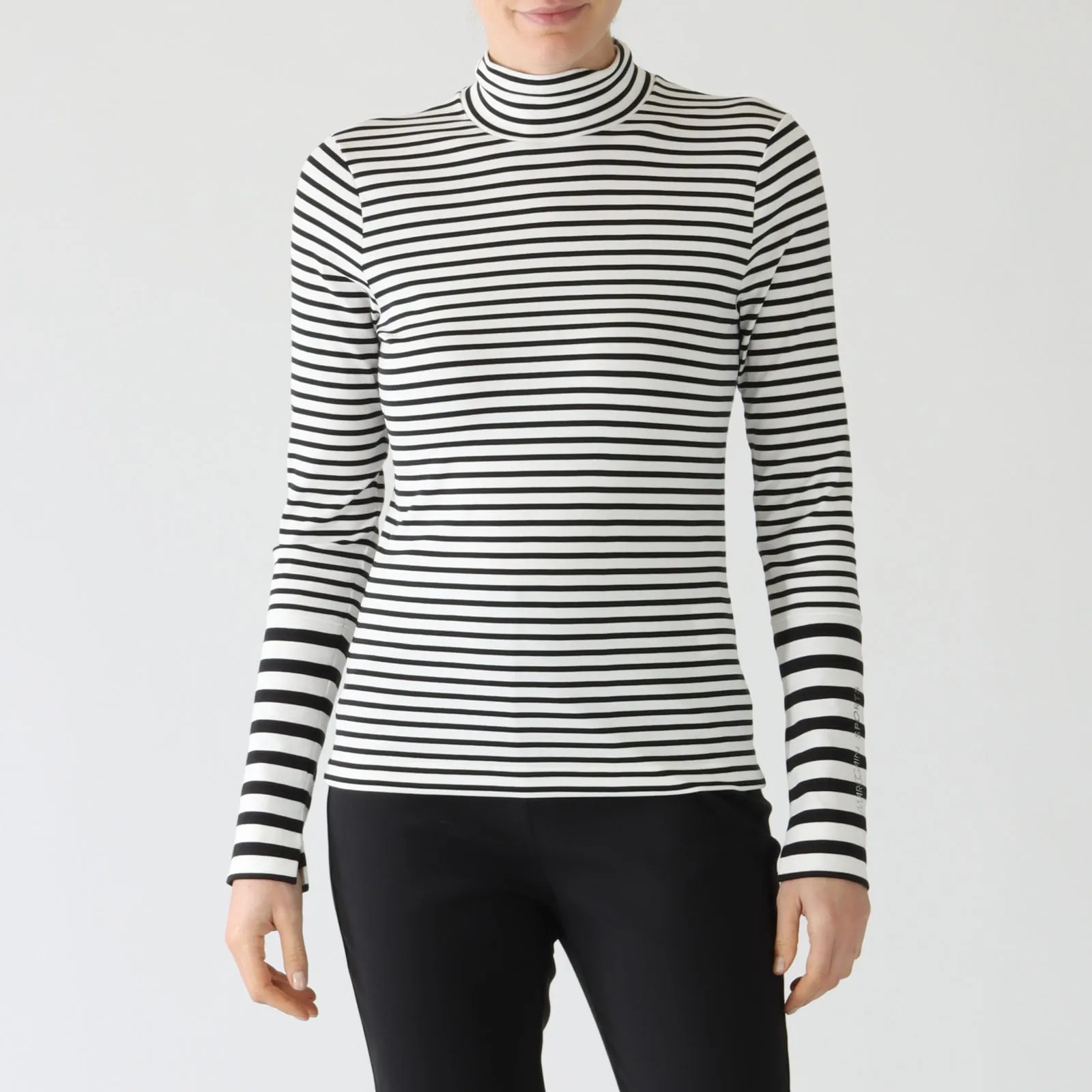 Black & White Stripe Polo Neck Top