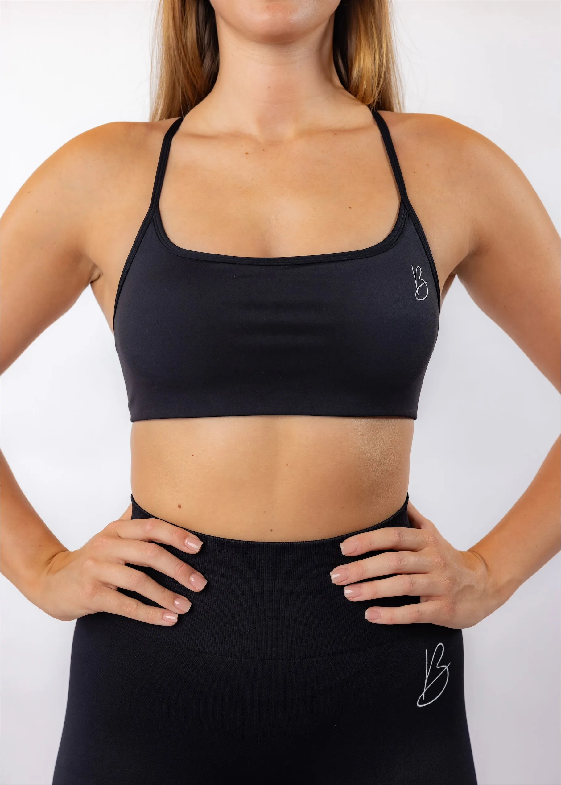 Black Open Back Sports Bra