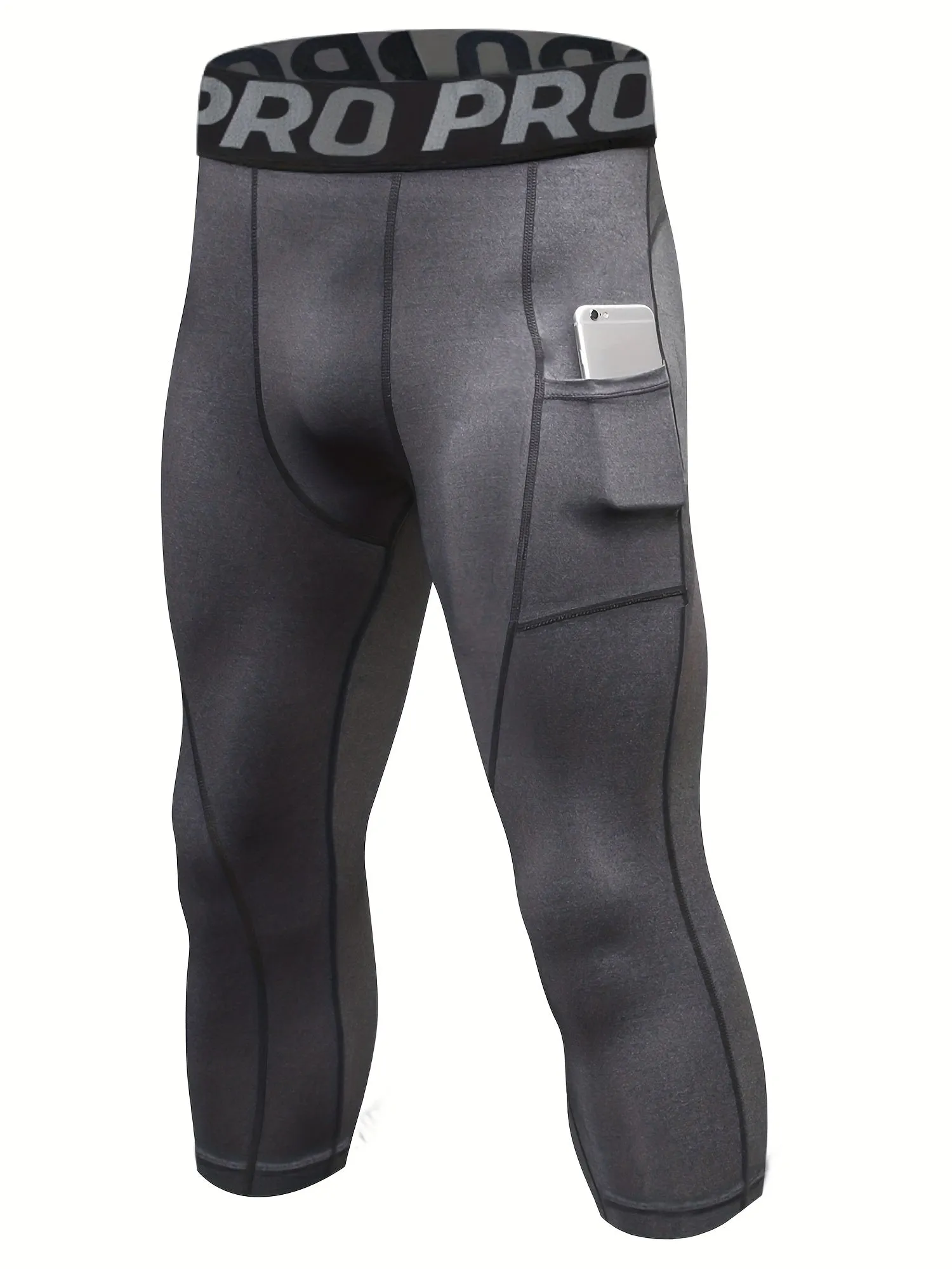 Buy 2 Get 1 Free, total of 3 pcs Men's Quick-Dry Compression Pants - Breathable, Moisture-Wicking, Pocketed Leggings for Sports, Running, Gym, Fitness - Comfortable, Four-Way Stretch, Anti-Chafing, Soft, Lightweight