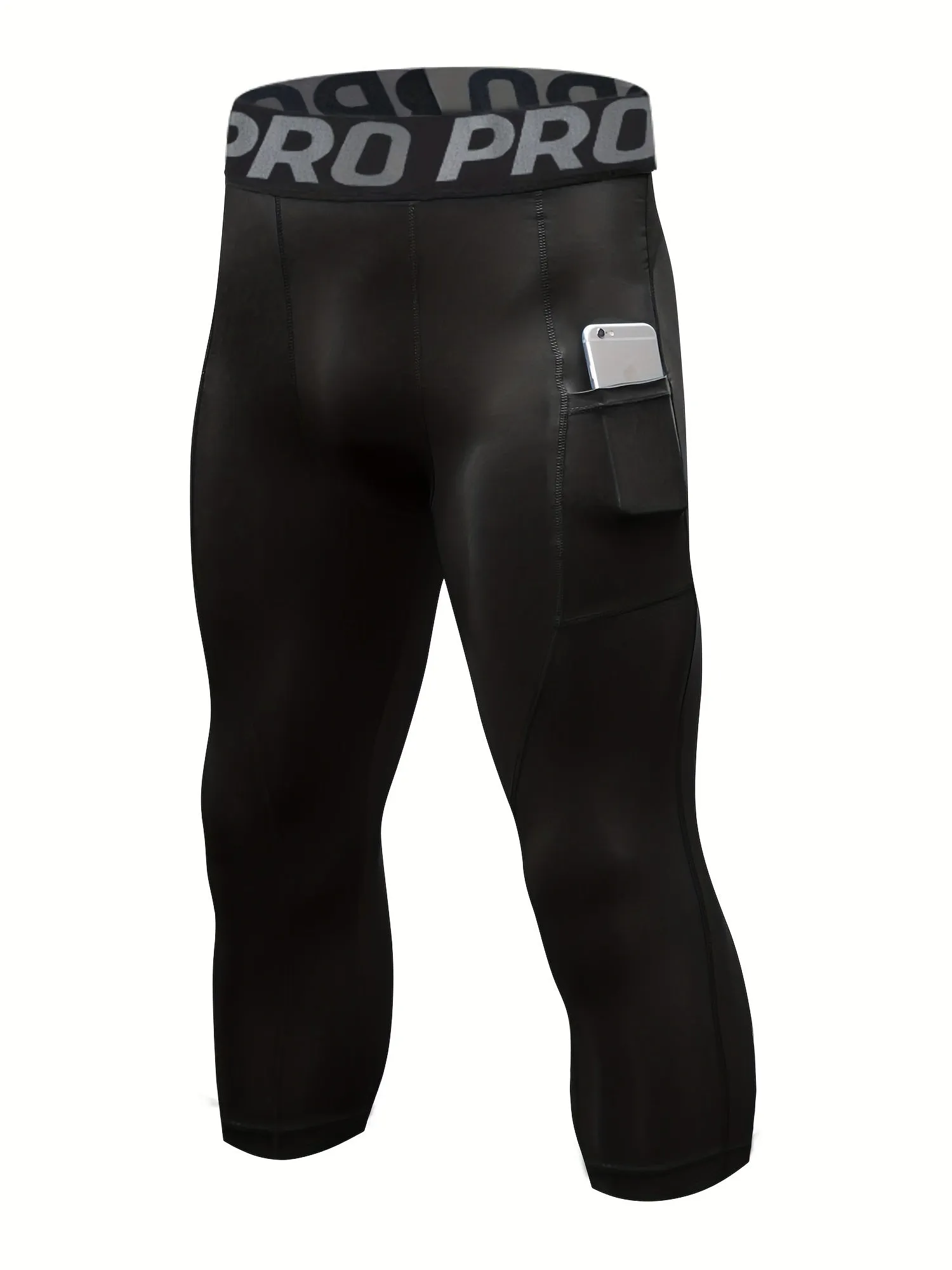 Buy 2 Get 1 Free, total of 3 pcs Men's Quick-Dry Compression Pants - Breathable, Moisture-Wicking, Pocketed Leggings for Sports, Running, Gym, Fitness - Comfortable, Four-Way Stretch, Anti-Chafing, Soft, Lightweight