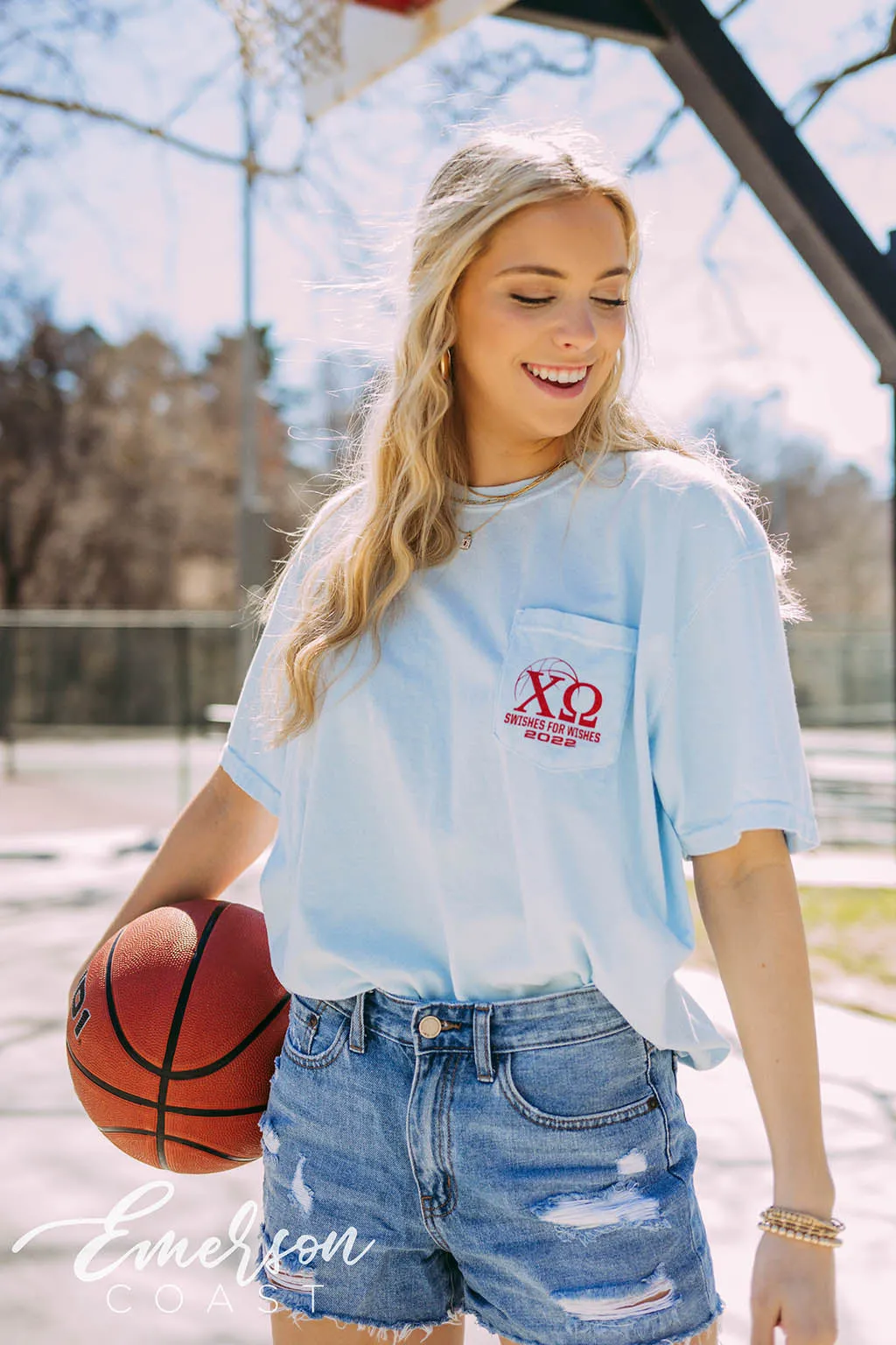 Chi Omega Make A Wish Swishes For Wishes Tee