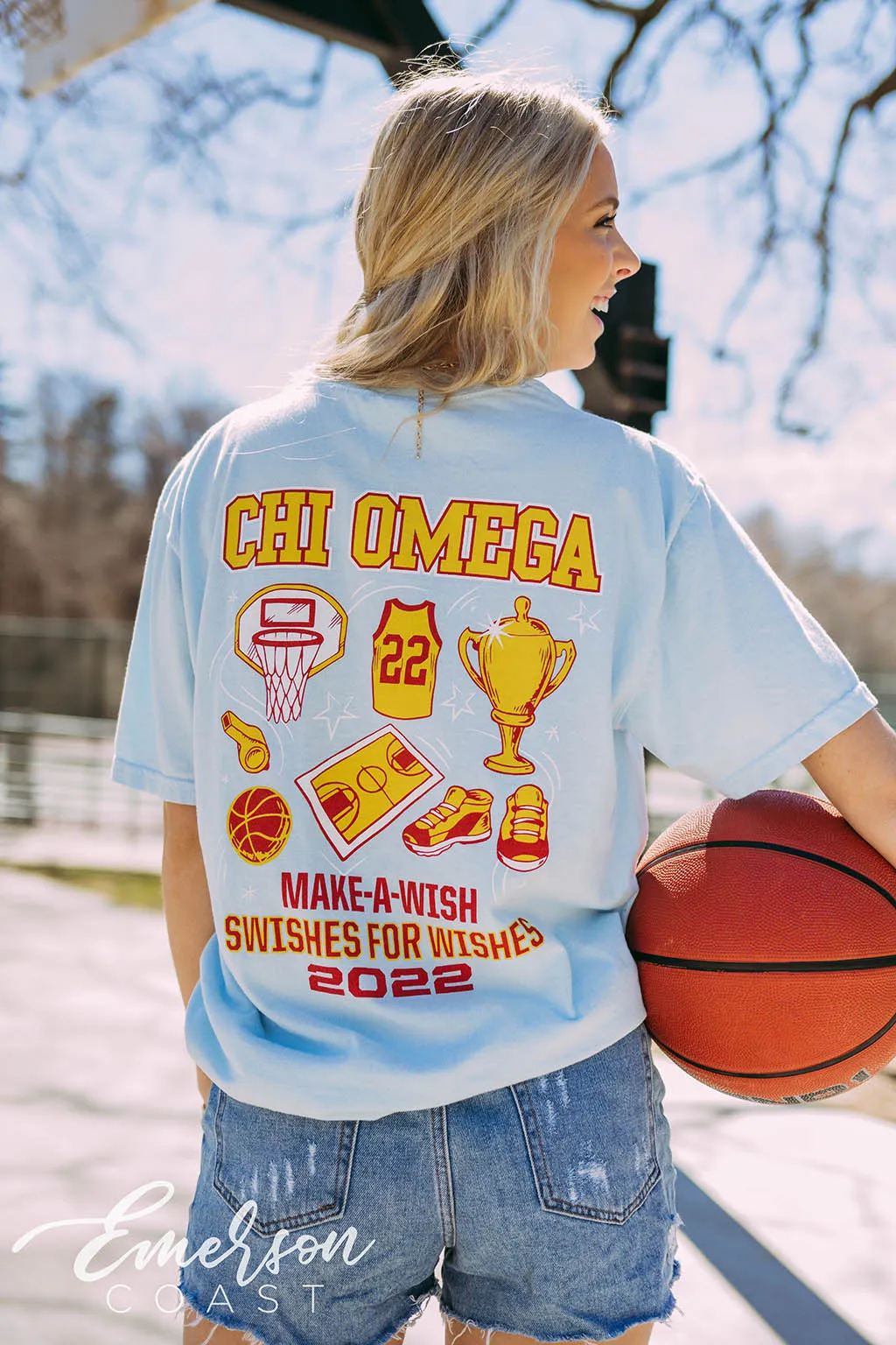 Chi Omega Make A Wish Swishes For Wishes Tee