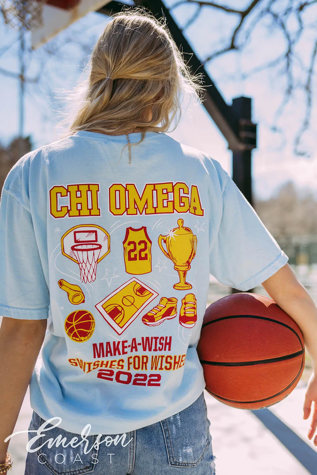 Chi Omega Make A Wish Swishes For Wishes Tee