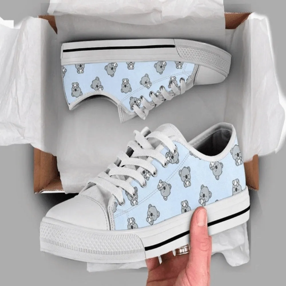 Cute Koala Low Top CanvasShoes, Animal Print Canvas Shoes, Print On Canvas Shoes