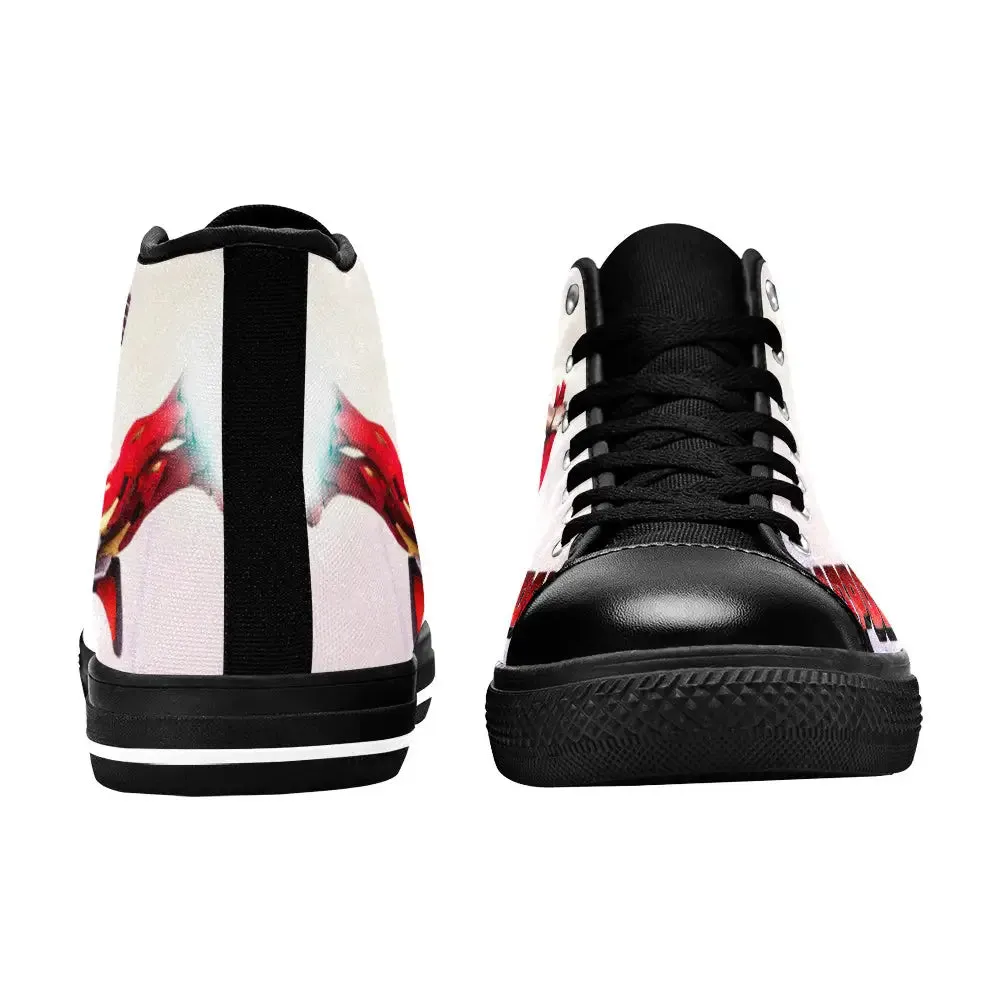 Deadpool Flying on Iron man Shoes High Top Sneakers for Kids and Adults
