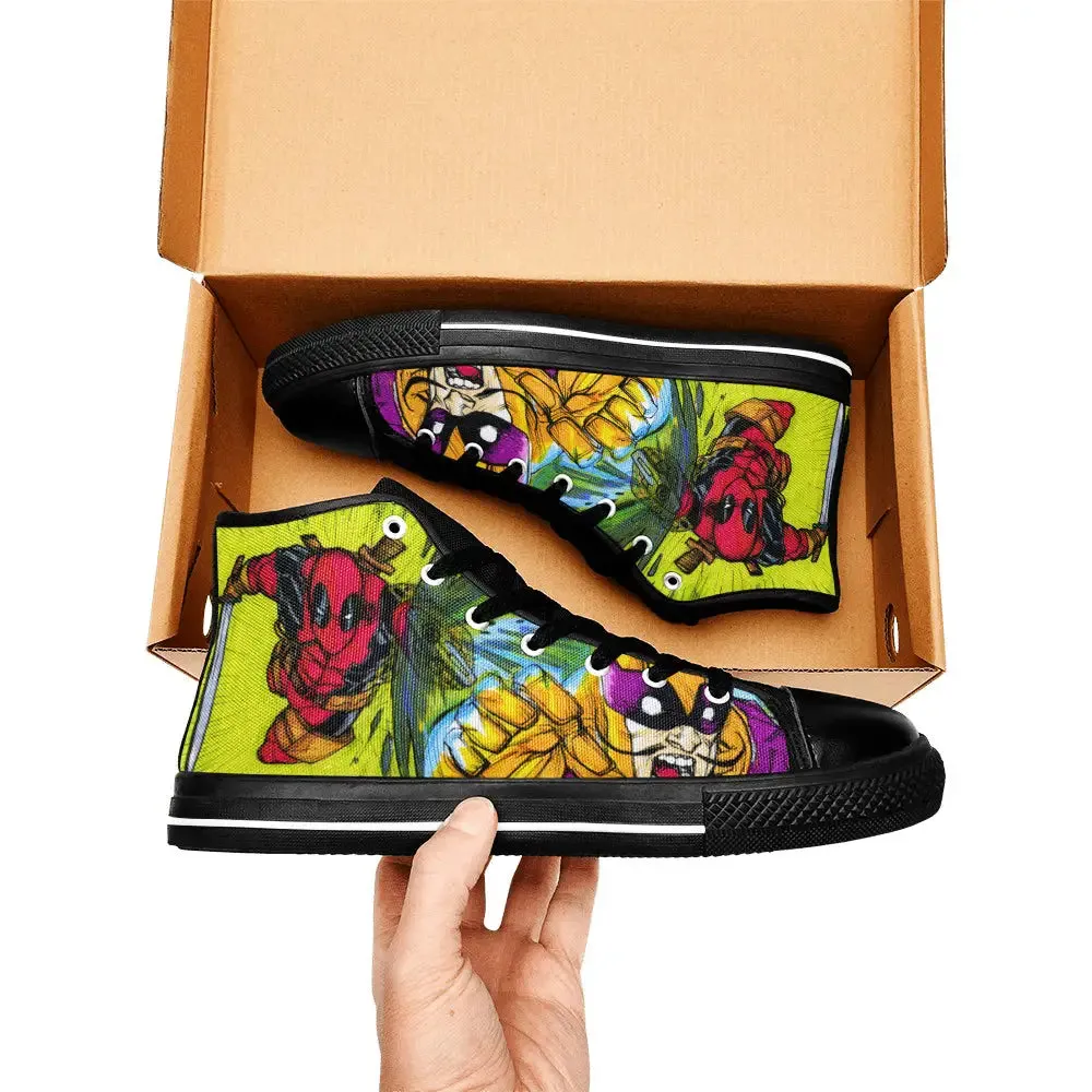 Deadpool VS Batroc Superhero Marvel Comics Shoes High Top Sneakers for Kids and Adults