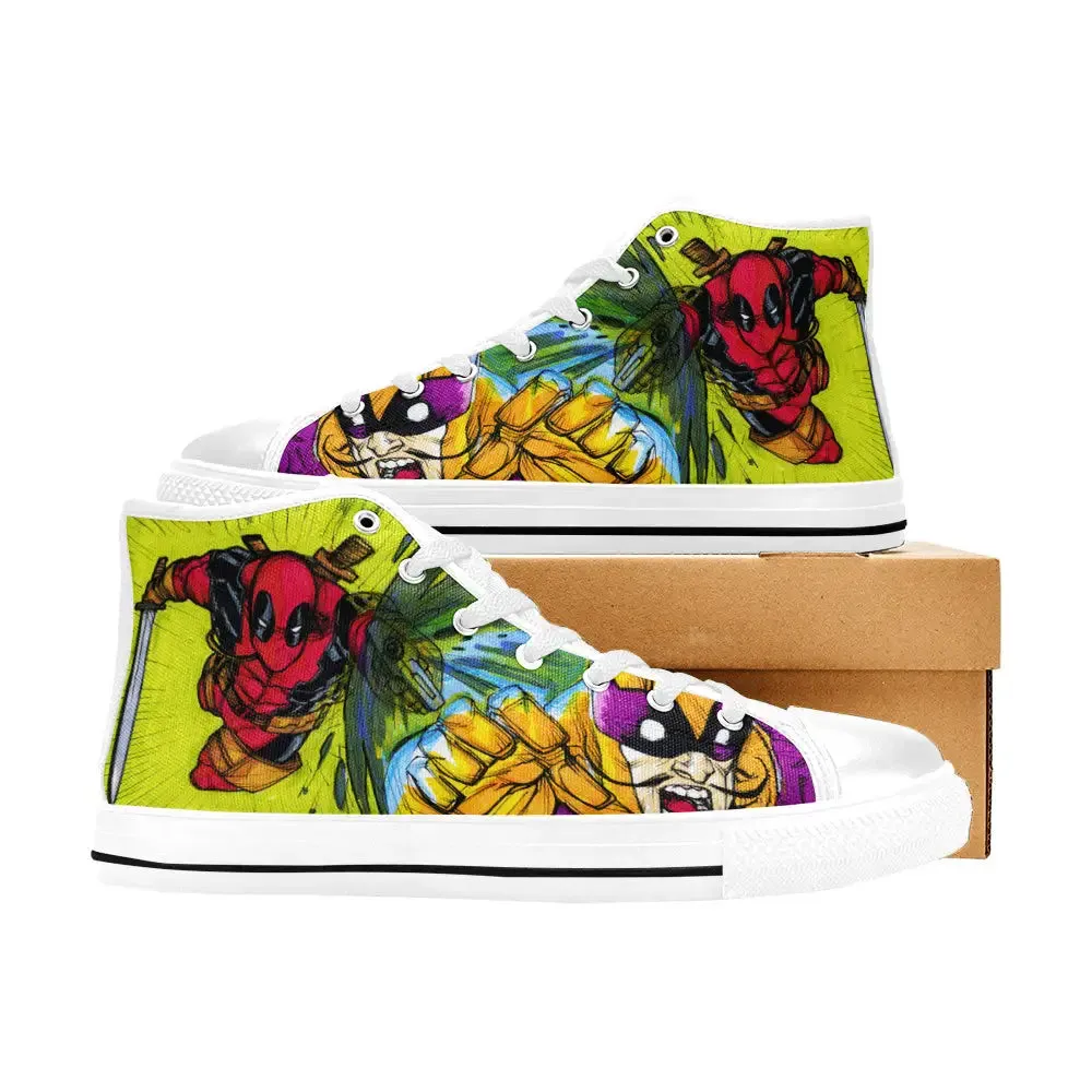 Deadpool VS Batroc Superhero Marvel Comics Shoes High Top Sneakers for Kids and Adults
