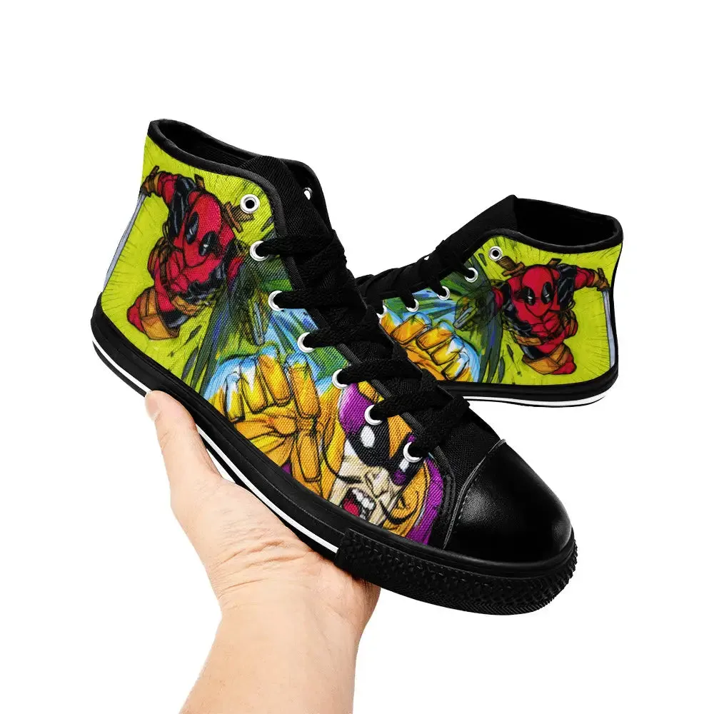 Deadpool VS Batroc Superhero Marvel Comics Shoes High Top Sneakers for Kids and Adults