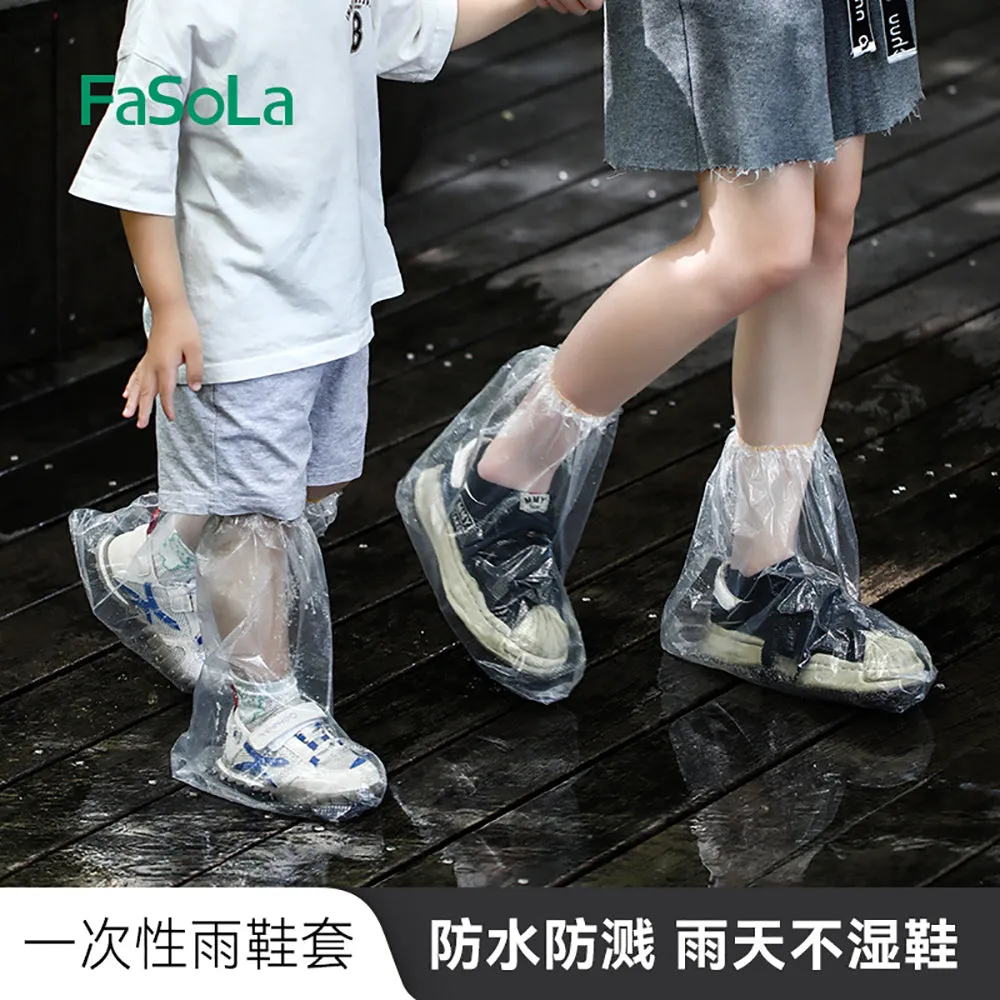 FaSoLa Disposable Rain Shoe Covers for Kids - Transparent, Pack of 5 Pairs