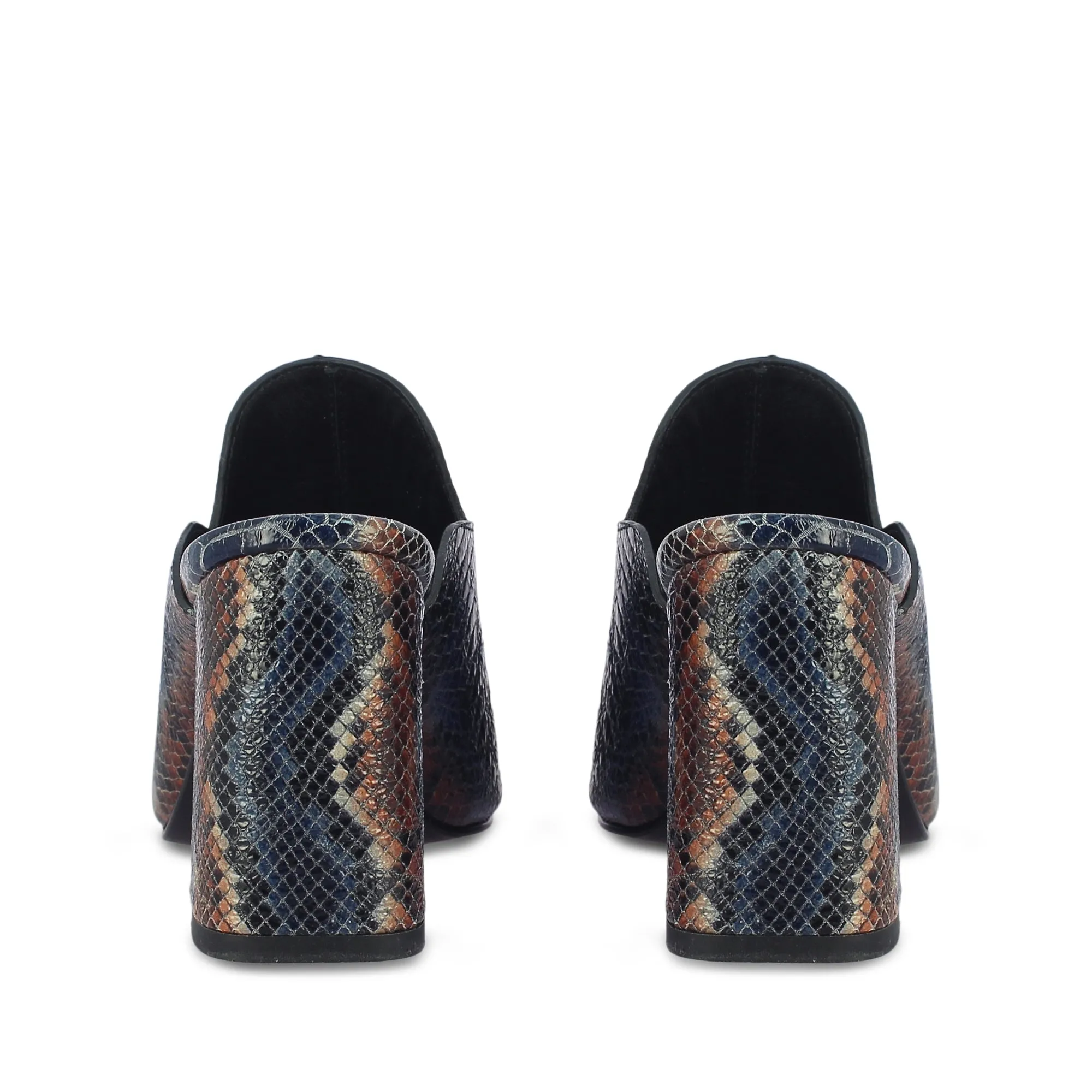 Fiona Snake Print Leather Handcrafted Block Heels