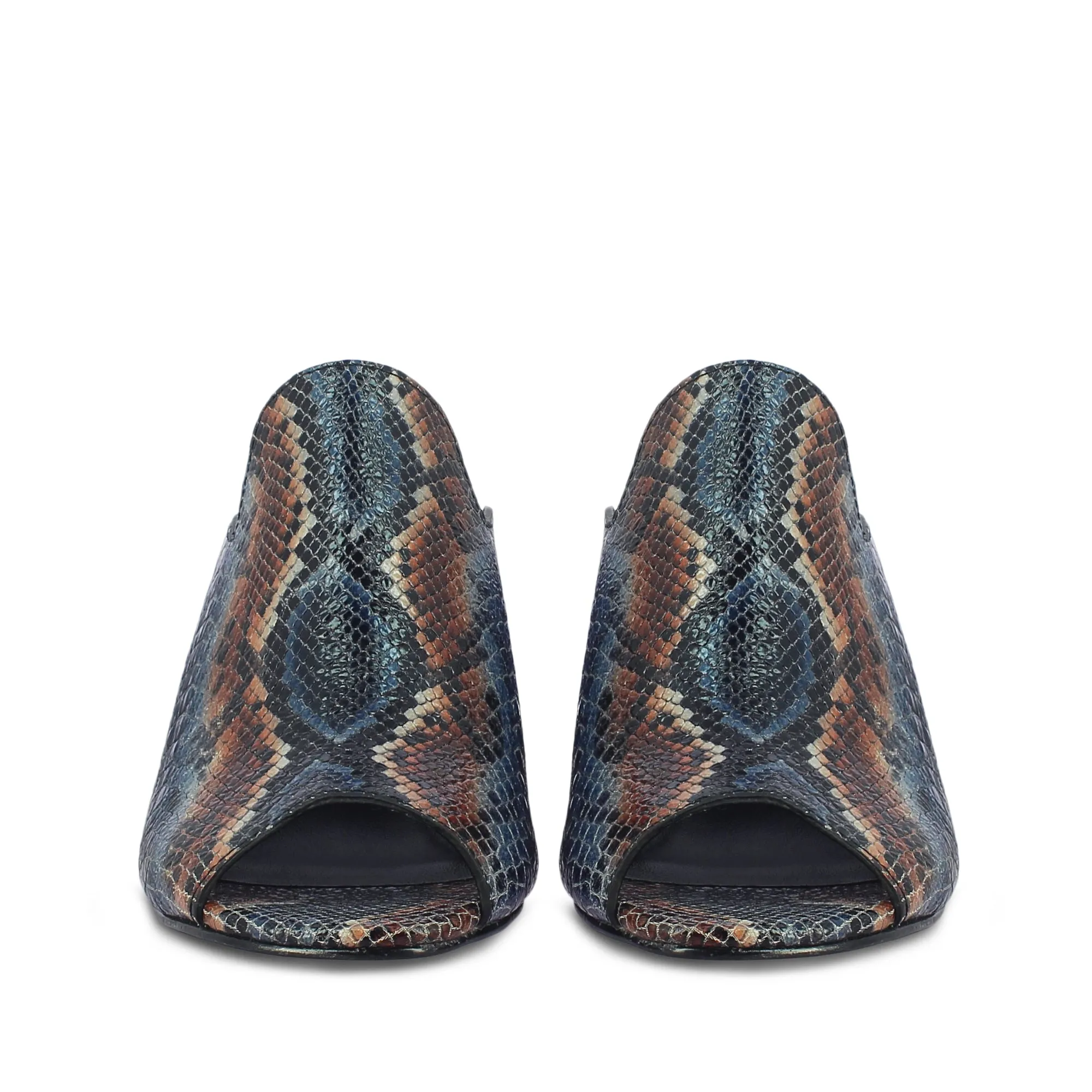 Fiona Snake Print Leather Handcrafted Block Heels