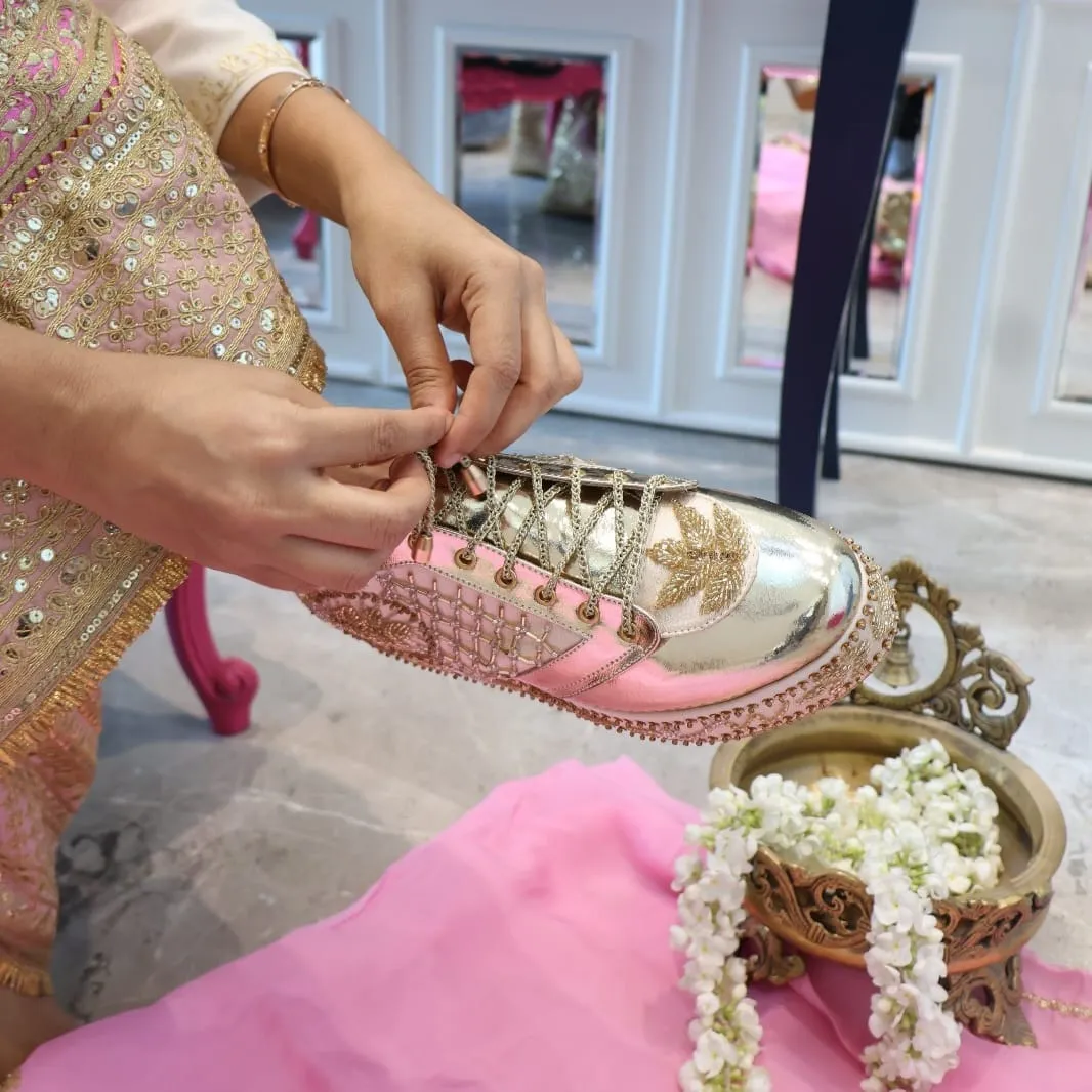 Gold Bridal Platform Sneaker Wedges - Customized Wedding Shoes I Tiesta