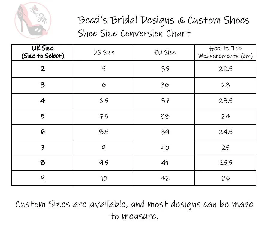 Lace Embroidered Shoes for Bride, Size UK5/US7.5