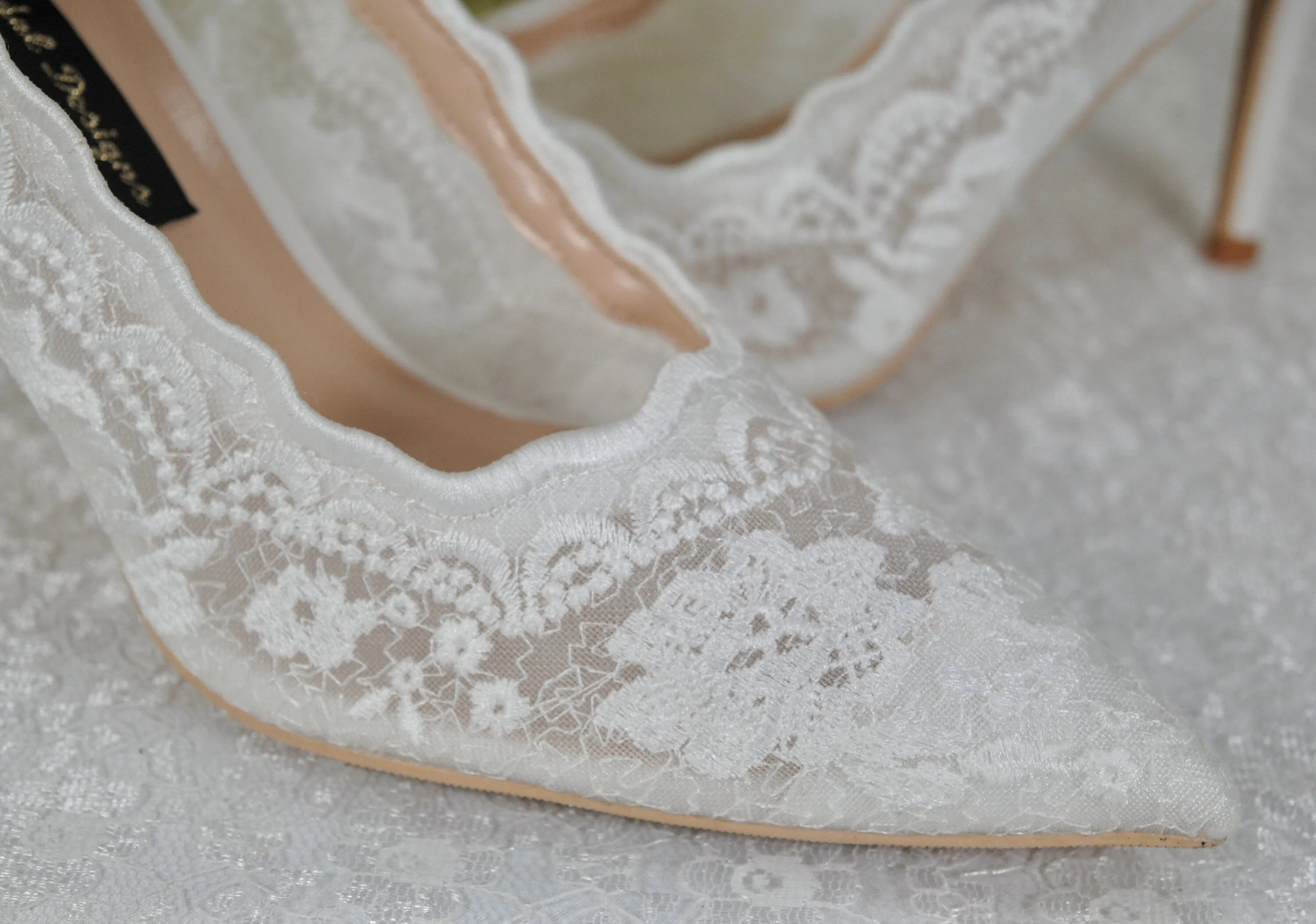 Lace Embroidered Shoes for Bride, Size UK5/US7.5