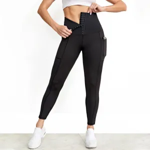 Leggings with a high waist and corset waistband - sports tights