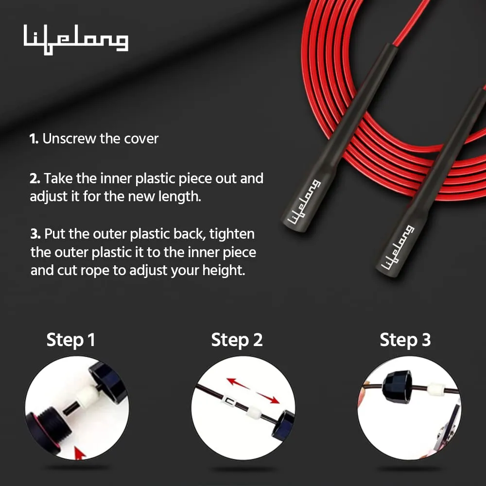 Lifelong LLSR01 Skipping Rope for Men, Women & Children - Jump Rope for Exercise Workout & Weight Loss - Tangle Free Jumping Rope for Kids (275cm, Red and Black) Handle Material: Plastic