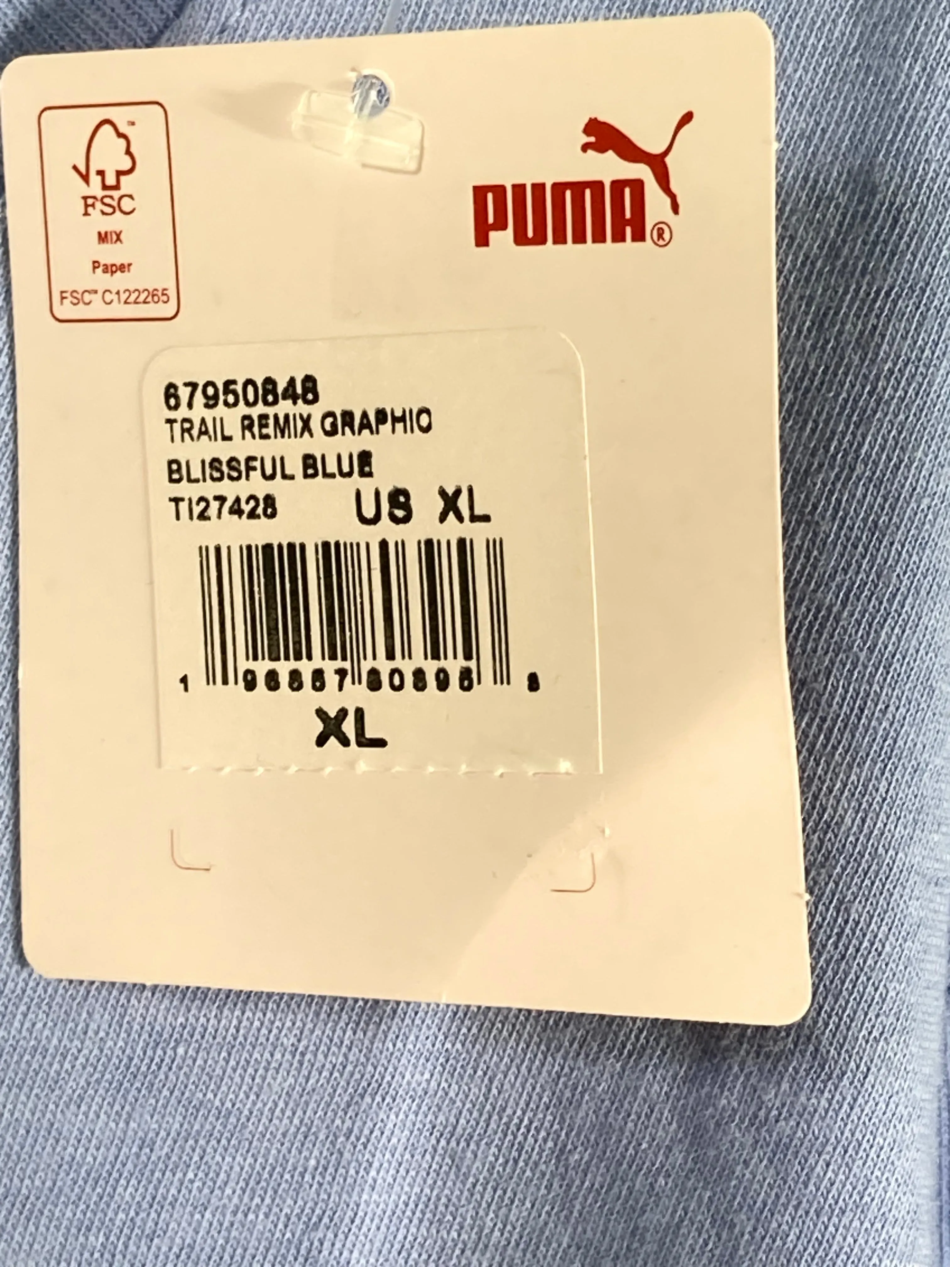 NEW! PUMA TRAIL REMIX XL Extra Large Xtra Large Adult Women Graphic Print Short Sleeve Blue Shirt Top