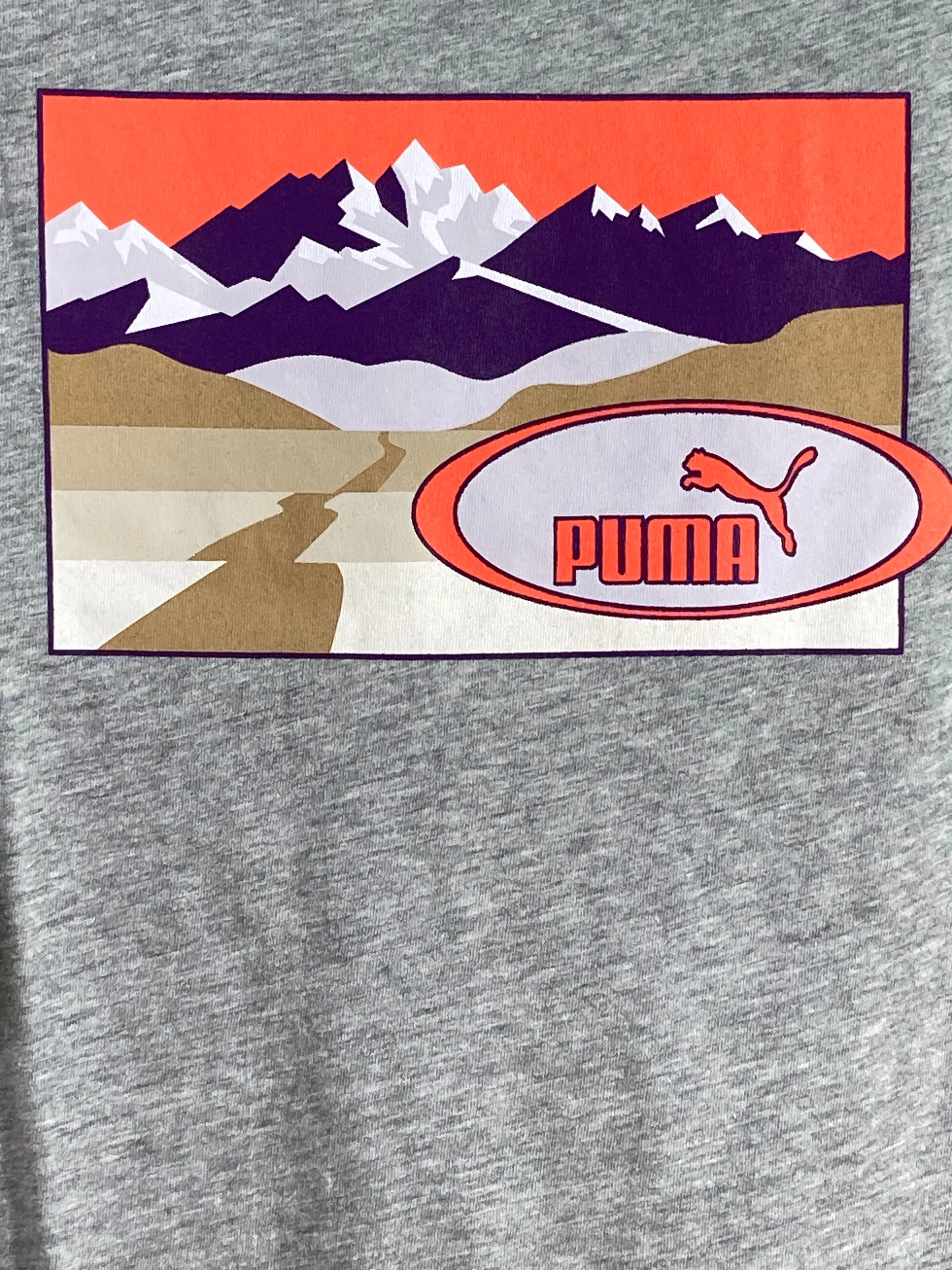 NEW! PUMA TRAIL REMIX XL Extra Large Xtra Large Adult Women Graphic Print Short Sleeve Gray Shirt Top