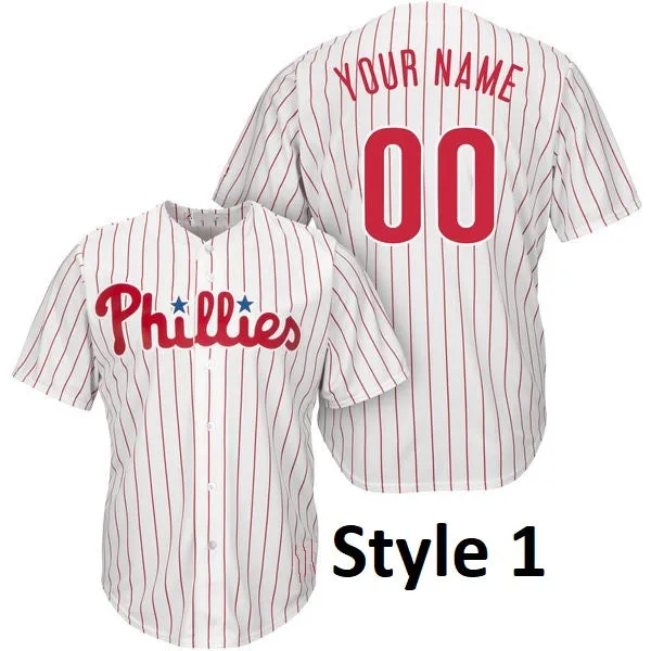 Philadelphia Phillies Customizable Baseball Jersey - 3 Styles Available