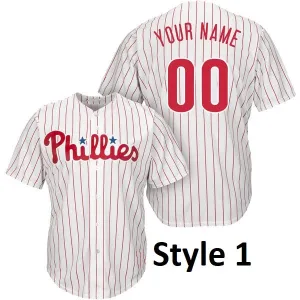 Philadelphia Phillies Customizable Baseball Jersey - 3 Styles Available