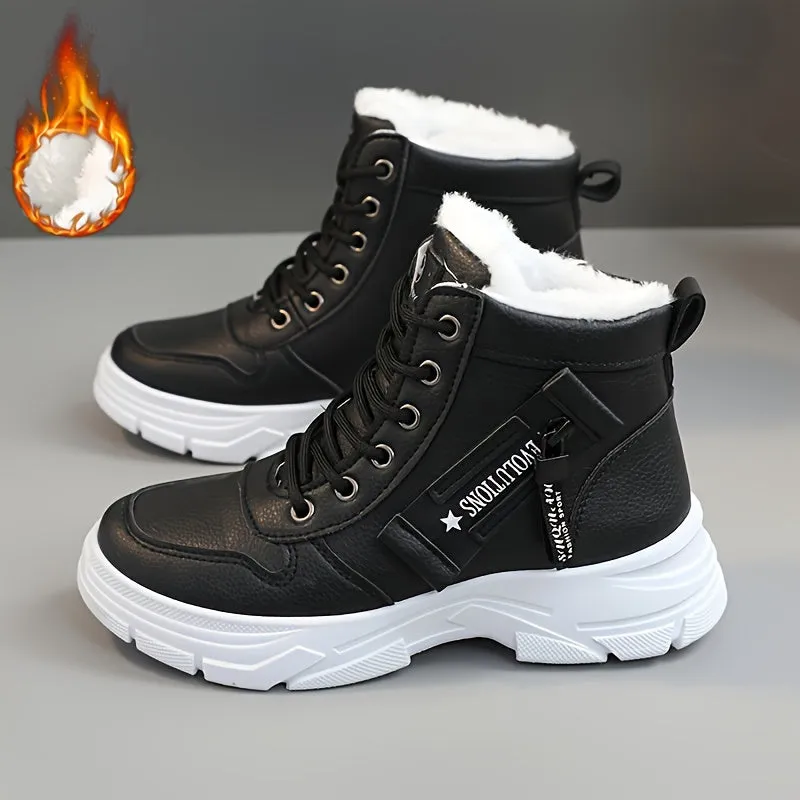 Rayna | Women's Side Zipper Winter Snow Boots – Thermal Fleece Lining, Platform, Lace-Up, Comfortable & Warm