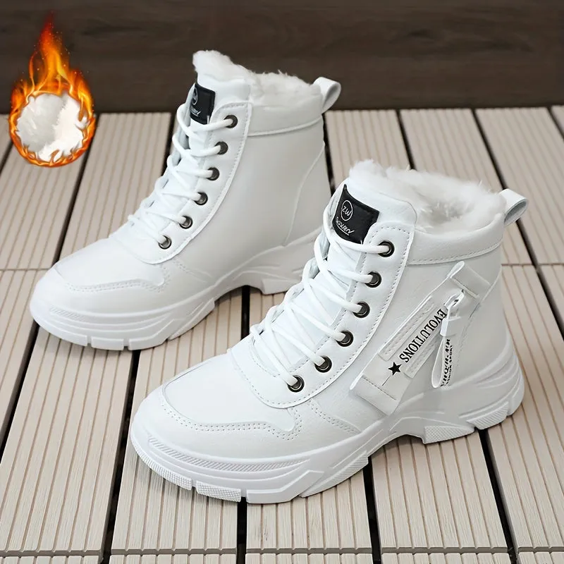 Rayna | Women's Side Zipper Winter Snow Boots – Thermal Fleece Lining, Platform, Lace-Up, Comfortable & Warm