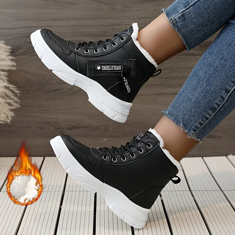 Rayna | Women's Side Zipper Winter Snow Boots – Thermal Fleece Lining, Platform, Lace-Up, Comfortable & Warm