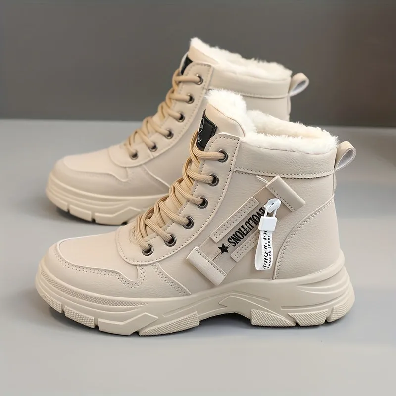 Rayna | Women's Side Zipper Winter Snow Boots – Thermal Fleece Lining, Platform, Lace-Up, Comfortable & Warm