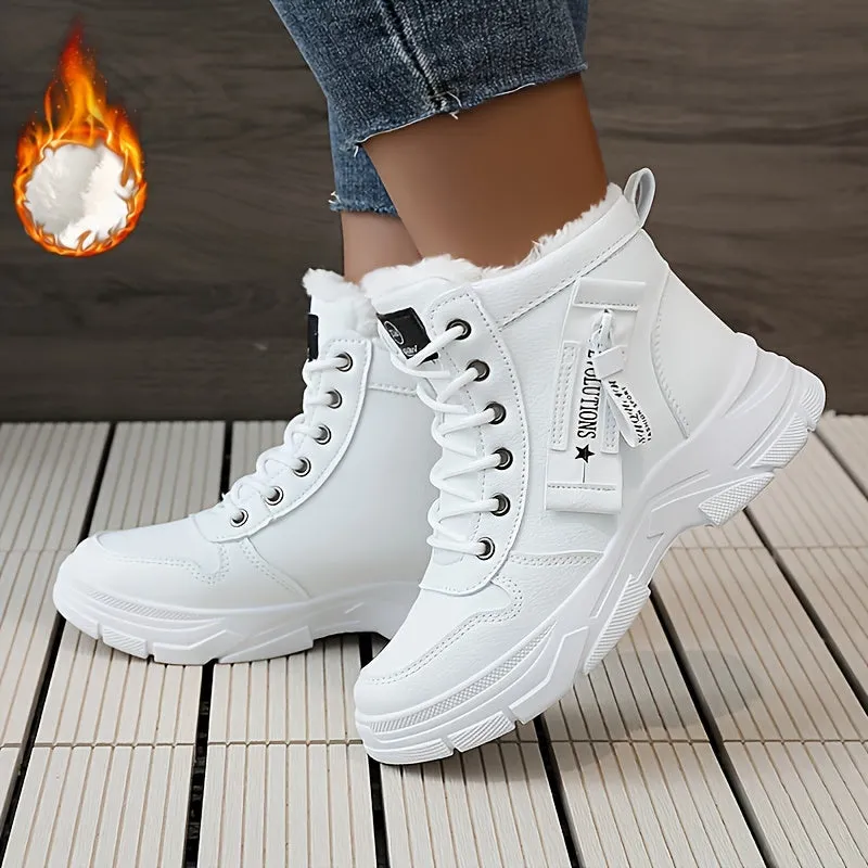 Rayna | Women's Side Zipper Winter Snow Boots – Thermal Fleece Lining, Platform, Lace-Up, Comfortable & Warm
