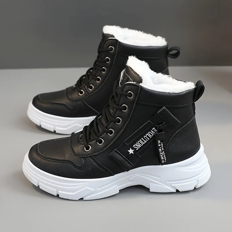 Rayna | Women's Side Zipper Winter Snow Boots – Thermal Fleece Lining, Platform, Lace-Up, Comfortable & Warm