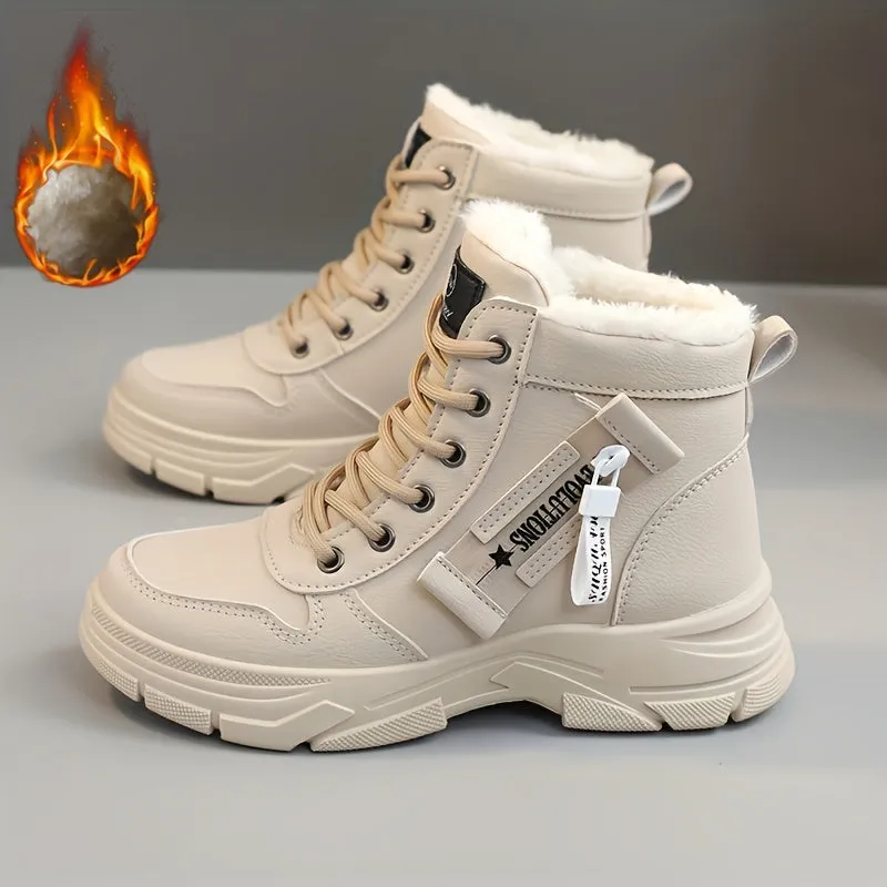 Rayna | Women's Side Zipper Winter Snow Boots – Thermal Fleece Lining, Platform, Lace-Up, Comfortable & Warm