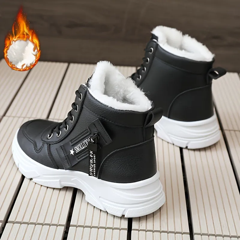Rayna | Women's Side Zipper Winter Snow Boots – Thermal Fleece Lining, Platform, Lace-Up, Comfortable & Warm