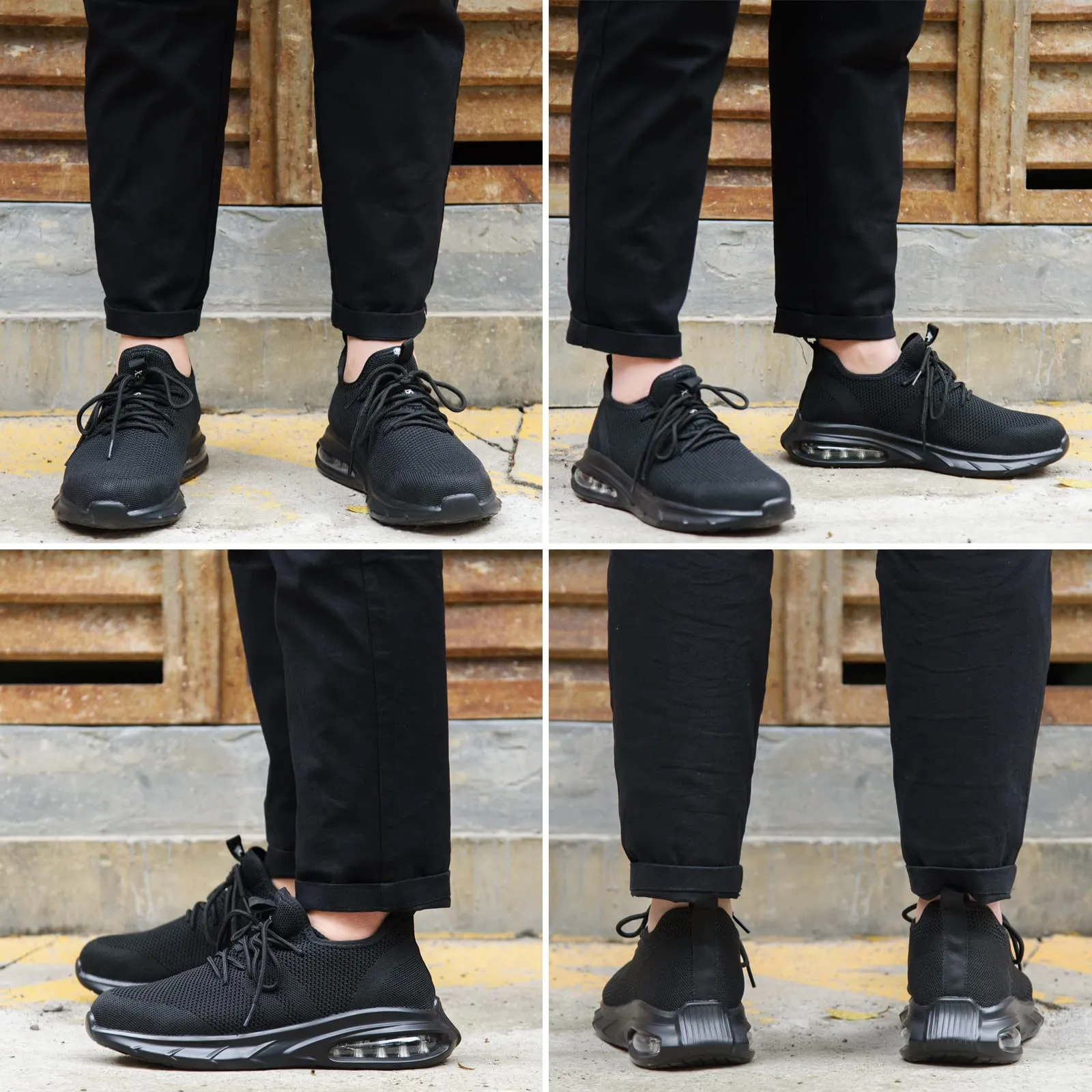 SUADEX Steel Toe Shoes for Men Lightweight Indestructible Work Shoes Women Breathable Safety Shoes for Industrial Coustruction Black 12 Women/10.5 Men