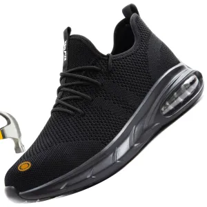 SUADEX Steel Toe Shoes for Men Lightweight Indestructible Work Shoes Women Breathable Safety Shoes for Industrial Coustruction Black 12 Women/10.5 Men